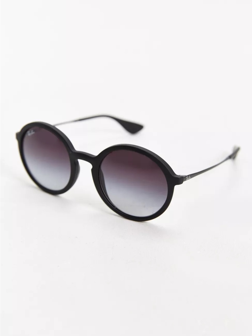 Ray-Ban Women's Black Round Sunglasses with Gradient Smoke Lenses